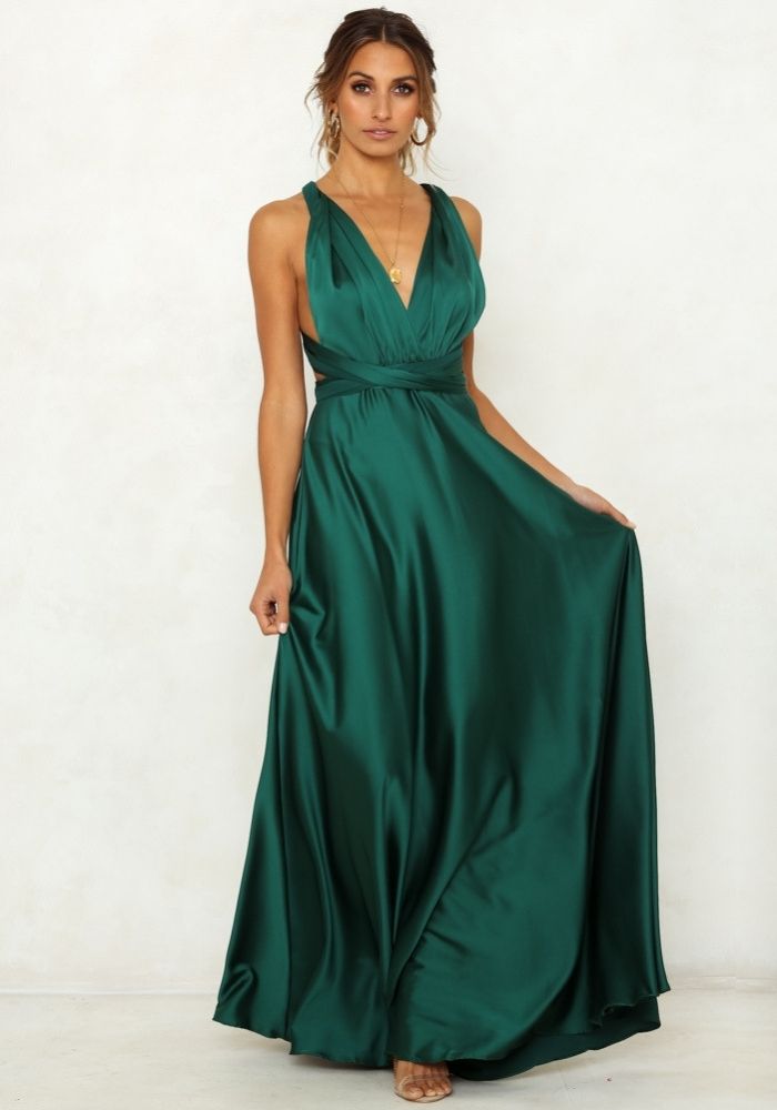 Robe Satin Verte | Création Satin